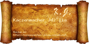 Kaczenmacher Júlia névjegykártya